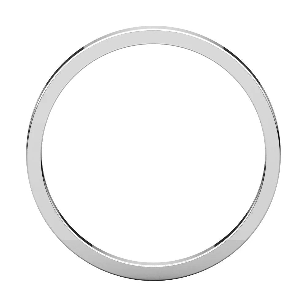 14k White Gold 2mm Flat Band, Size 4.5