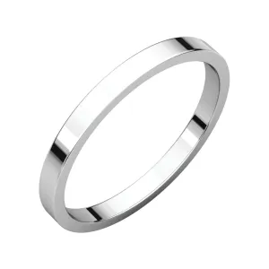 14k White Gold 2mm Flat Band, Size 4.5