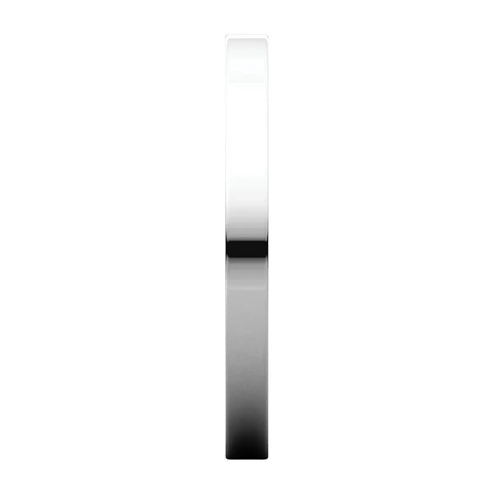 14k White Gold 2mm Flat Band, Size 4.5