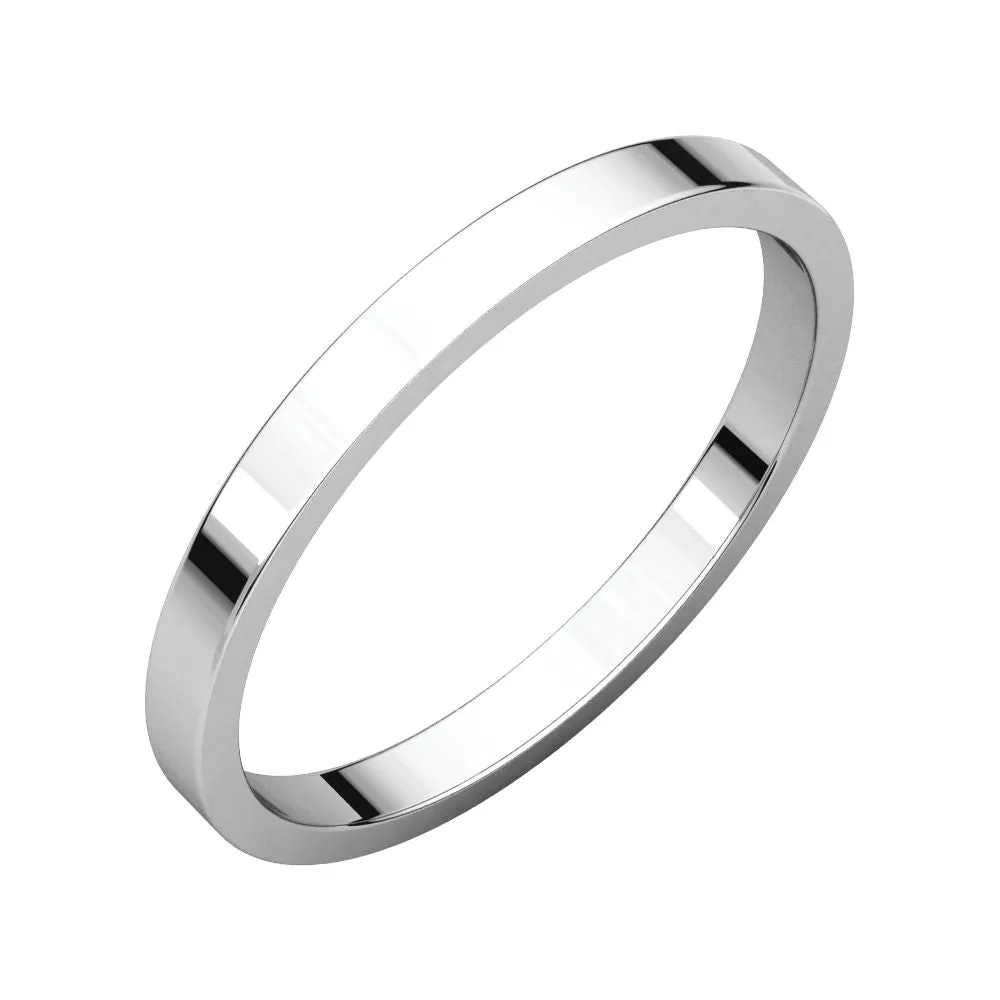 14k White Gold 2mm Flat Band, Size 4.5