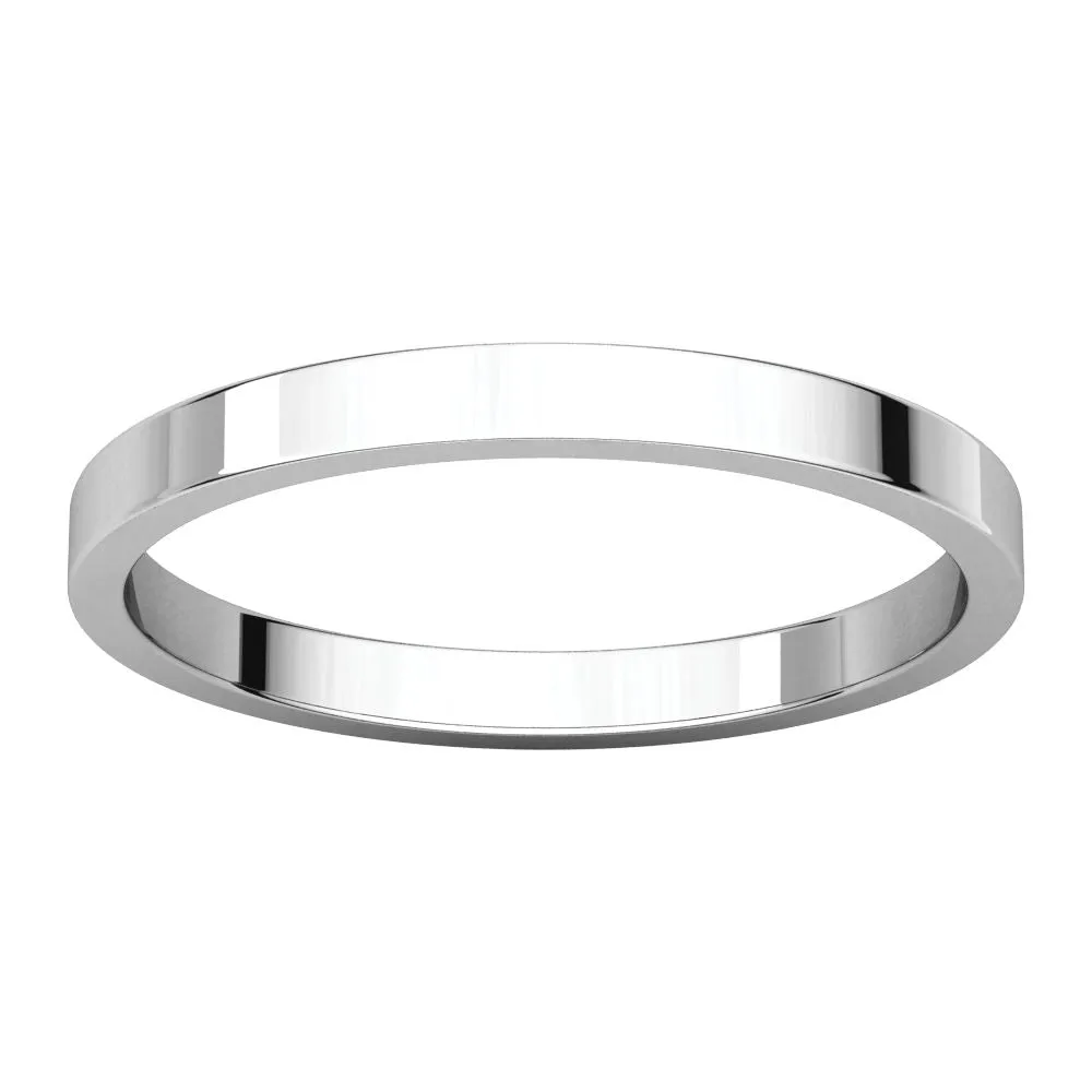 14k White Gold 2mm Flat Band, Size 4.5