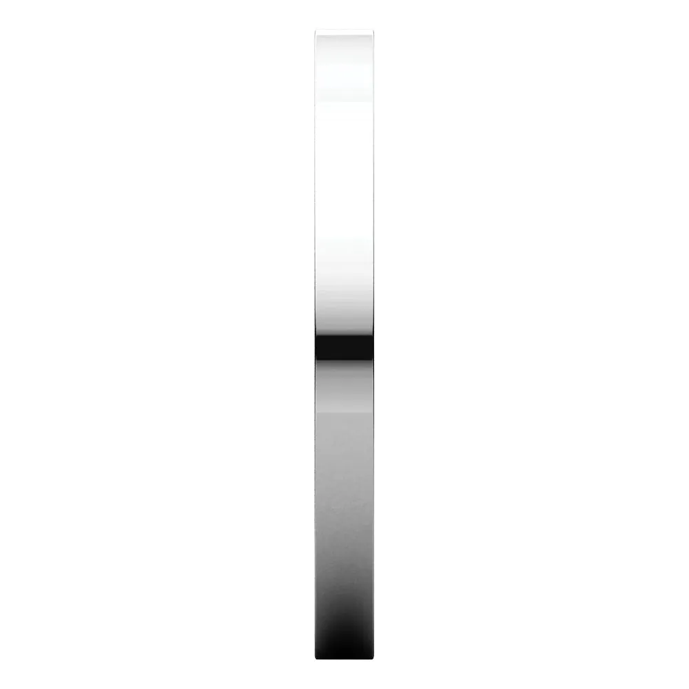 14k White Gold 2mm Flat Comfort Fit Band, Size 9.5