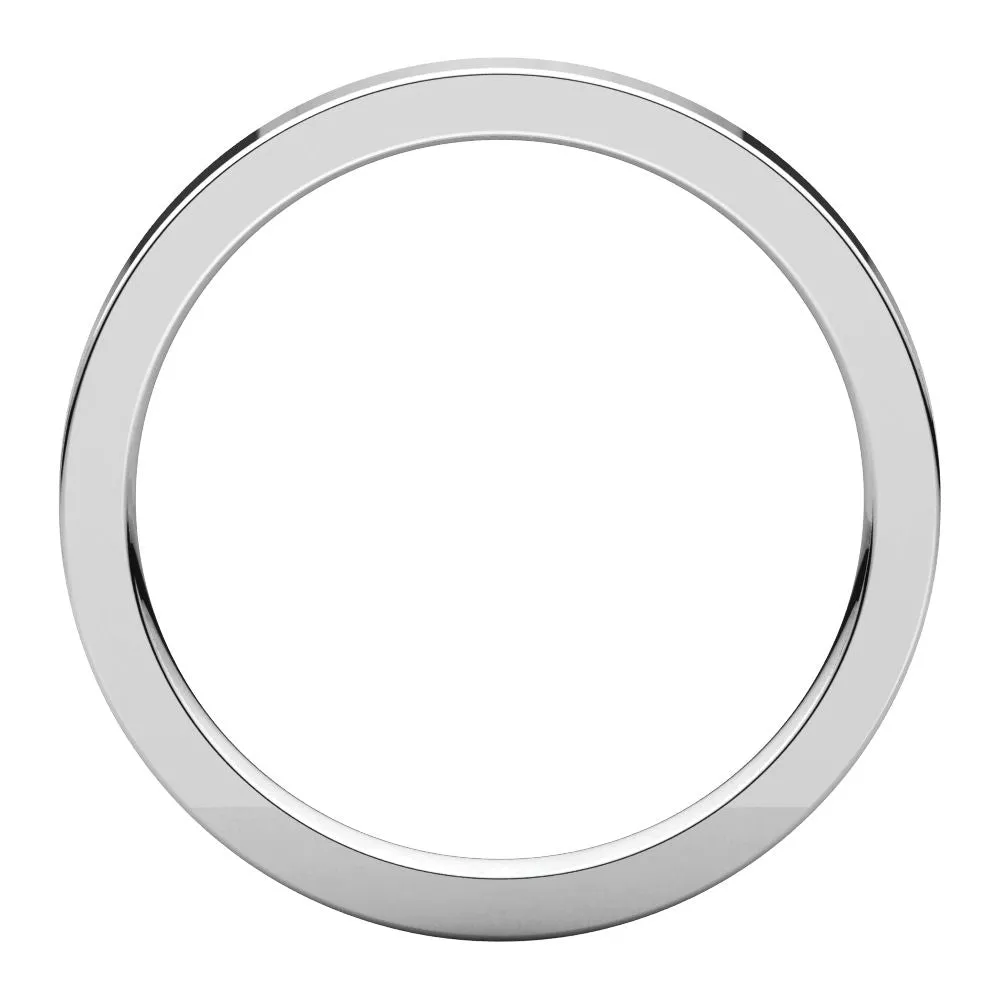14k White Gold 2mm Flat Comfort Fit Band, Size 9.5