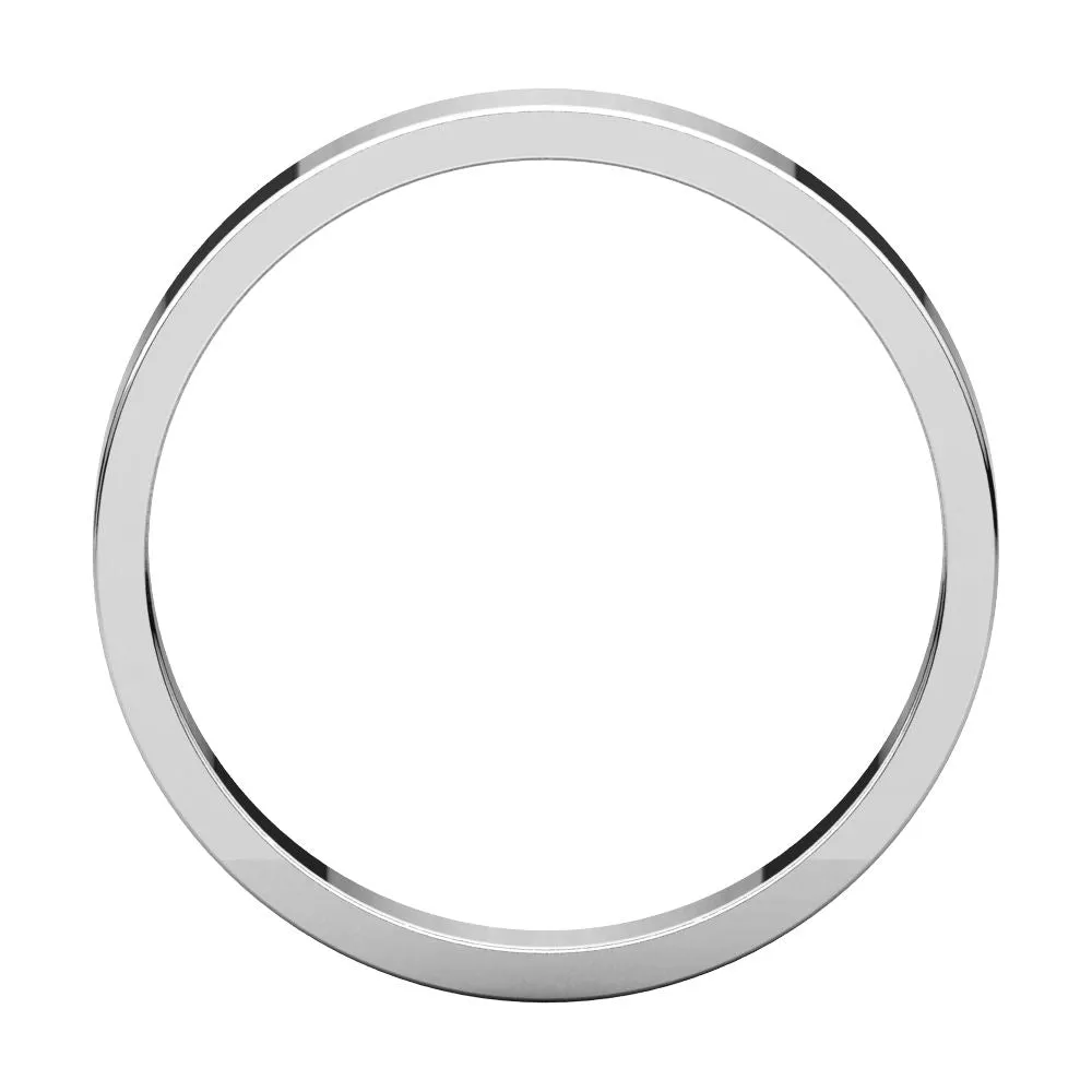 14k White Gold 3mm Flat Band, Size 12