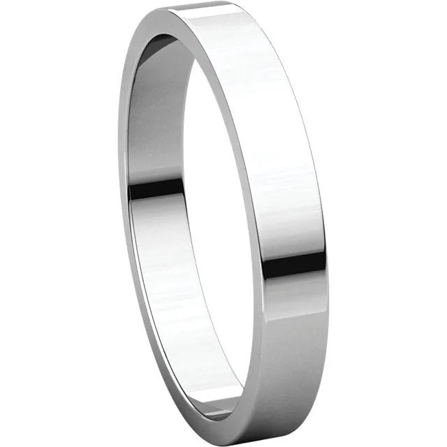 14k White Gold 3mm Flat Band, Size 12