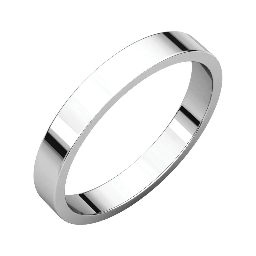 14k White Gold 3mm Flat Band, Size 12