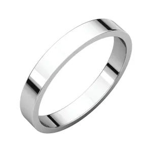14k White Gold 3mm Flat Band, Size 12