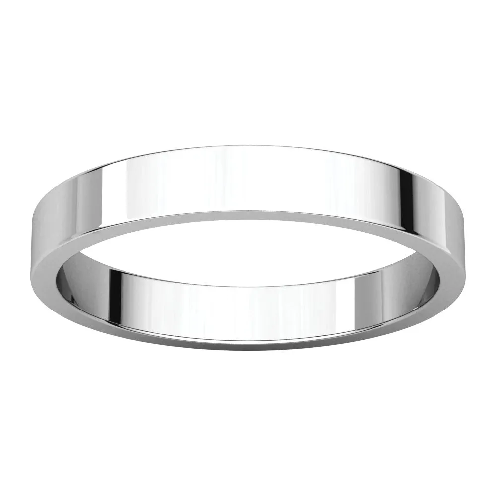 14k White Gold 3mm Flat Band, Size 12