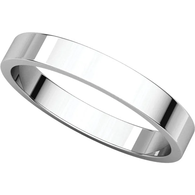 14k White Gold 3mm Flat Band, Size 12