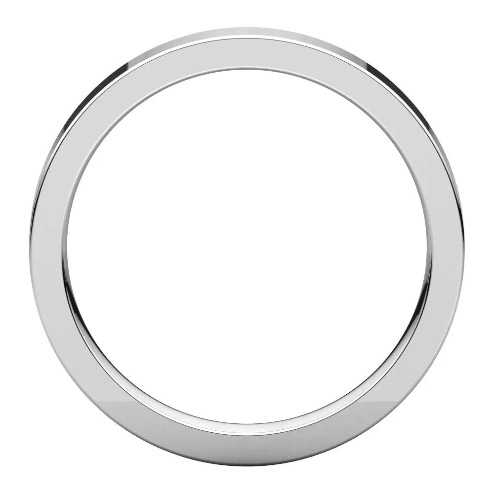 14k White Gold 3mm Flat Comfort Fit Band, Size 8.5
