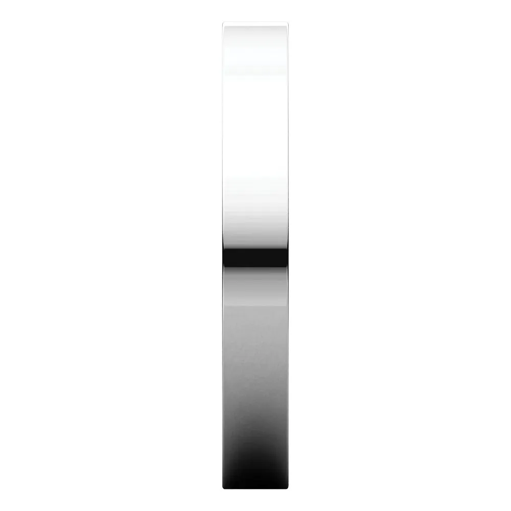 14k White Gold 3mm Flat Comfort Fit Band, Size 8.5