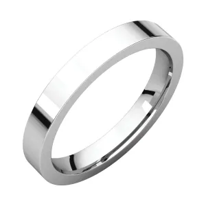 14k White Gold 3mm Flat Comfort Fit Band, Size 9