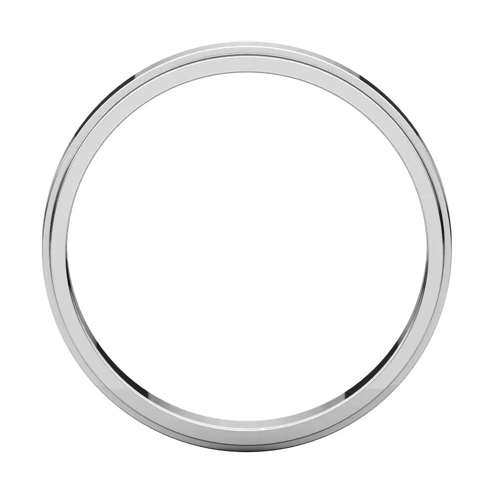 14k White Gold 3mm Flat Edge Band, Size 10