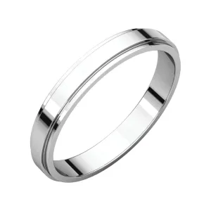 14k White Gold 3mm Flat Edge Band, Size 10