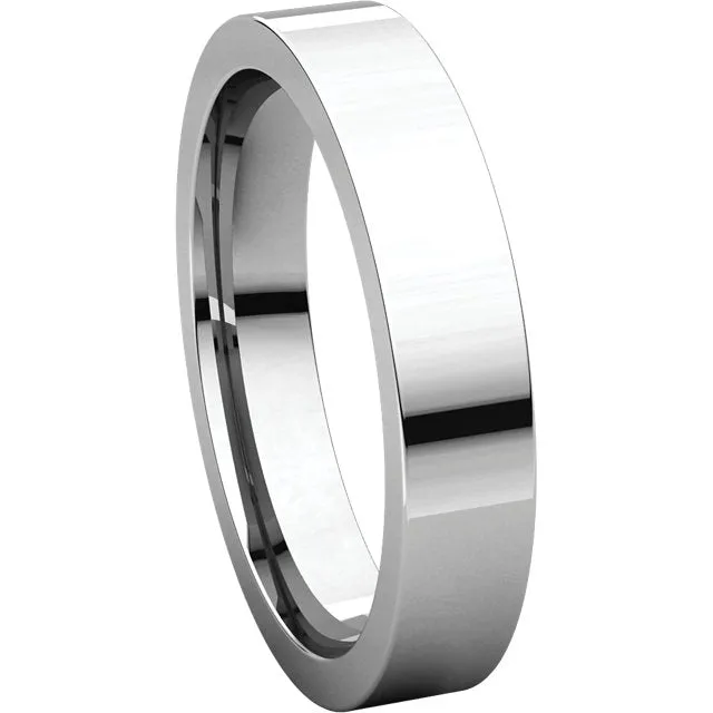 14k White Gold 4mm Flat Comfort Fit Band, Size 6