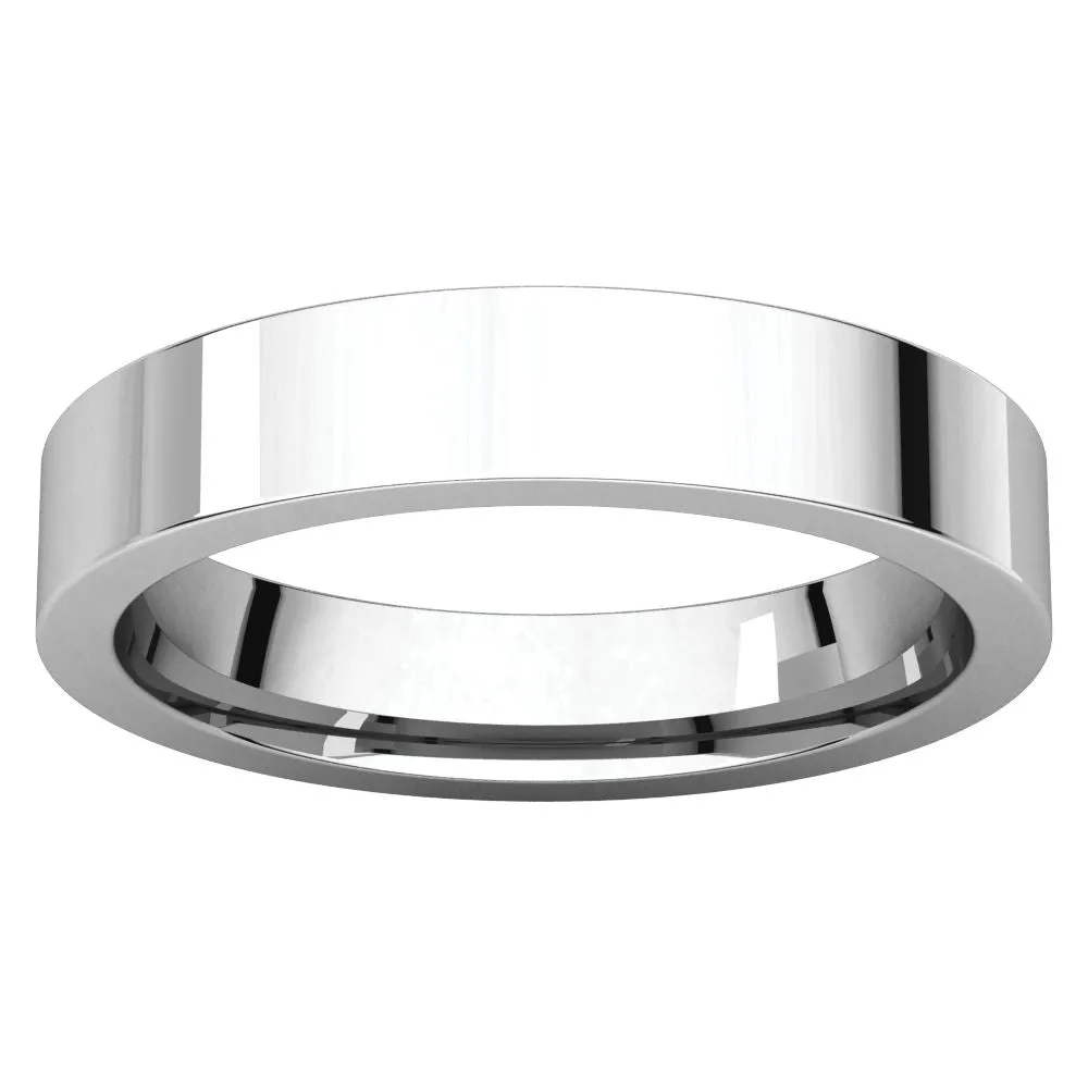 14k White Gold 4mm Flat Comfort Fit Band, Size 6