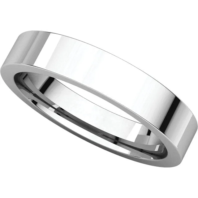 14k White Gold 4mm Flat Comfort Fit Band, Size 6