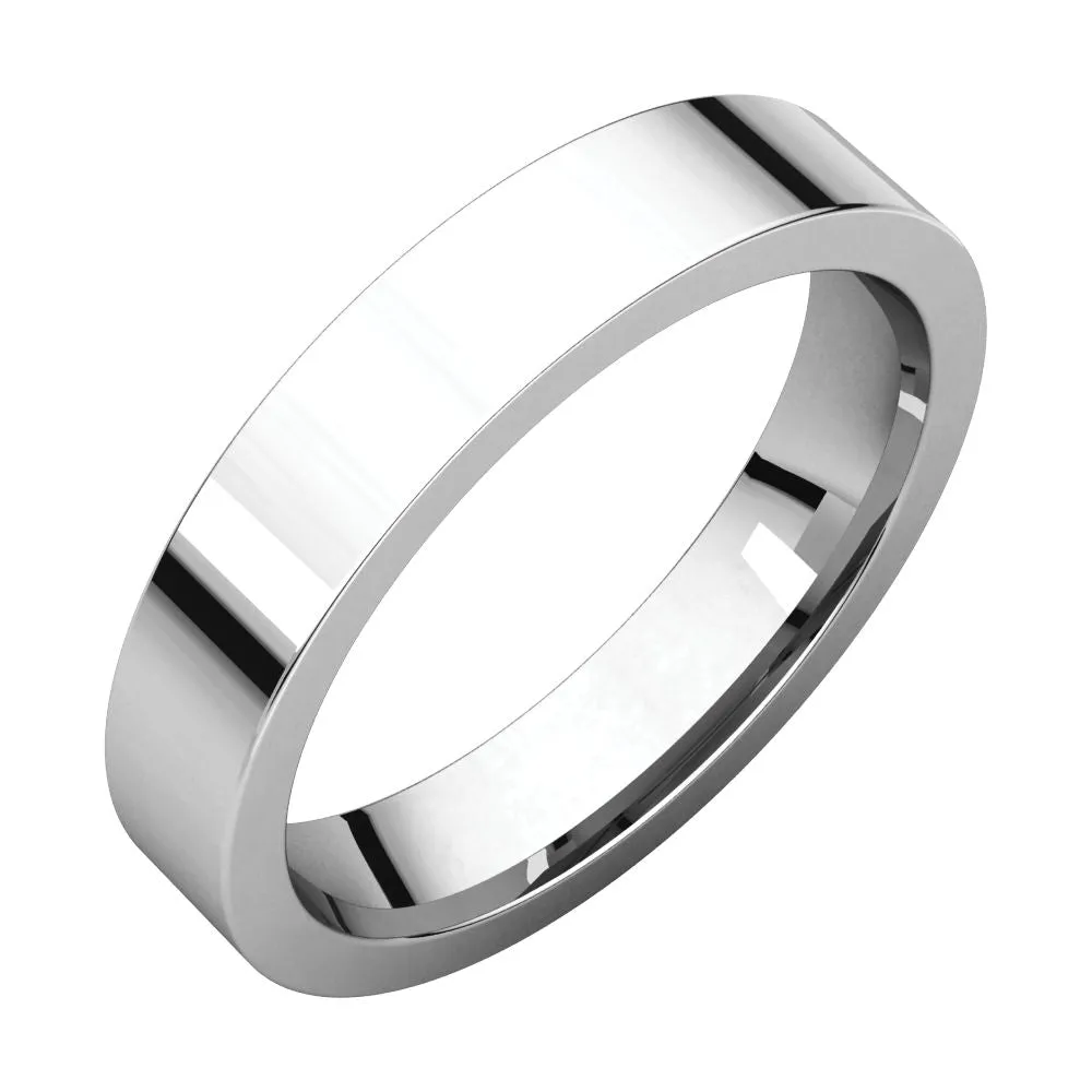 14k White Gold 4mm Flat Comfort Fit Band, Size 6