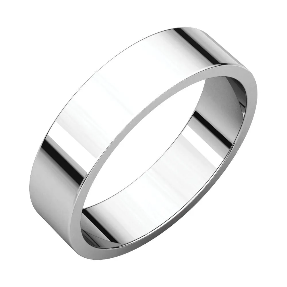 14k White Gold 5mm Flat Band, Size 4