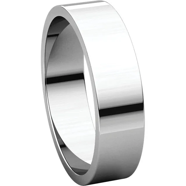 14k White Gold 5mm Flat Band, Size 4