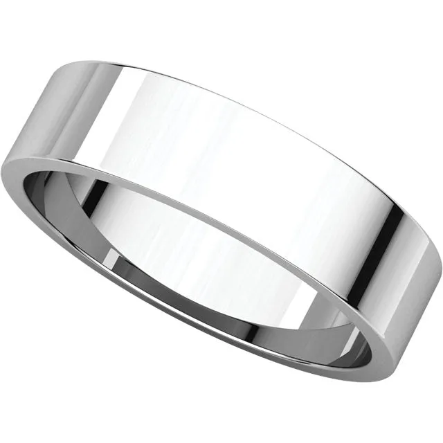 14k White Gold 5mm Flat Band, Size 9