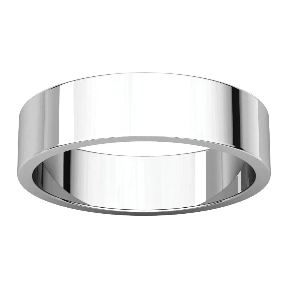 14k White Gold 5mm Flat Band, Size 9