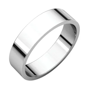 14k White Gold 5mm Flat Band, Size 9