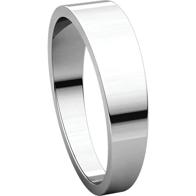 14k White Gold 5mm Flat Tapered Band, Size 6