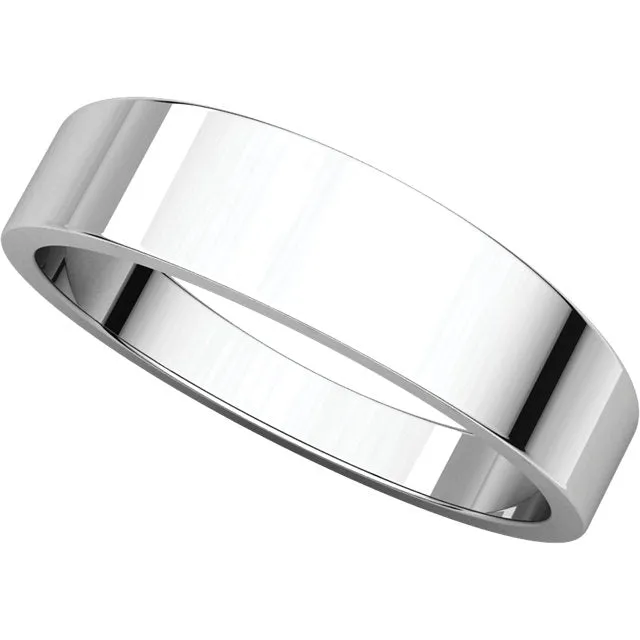 14k White Gold 5mm Flat Tapered Band, Size 6