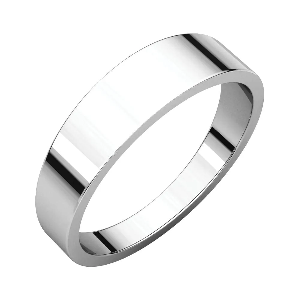 14k White Gold 5mm Flat Tapered Band, Size 6