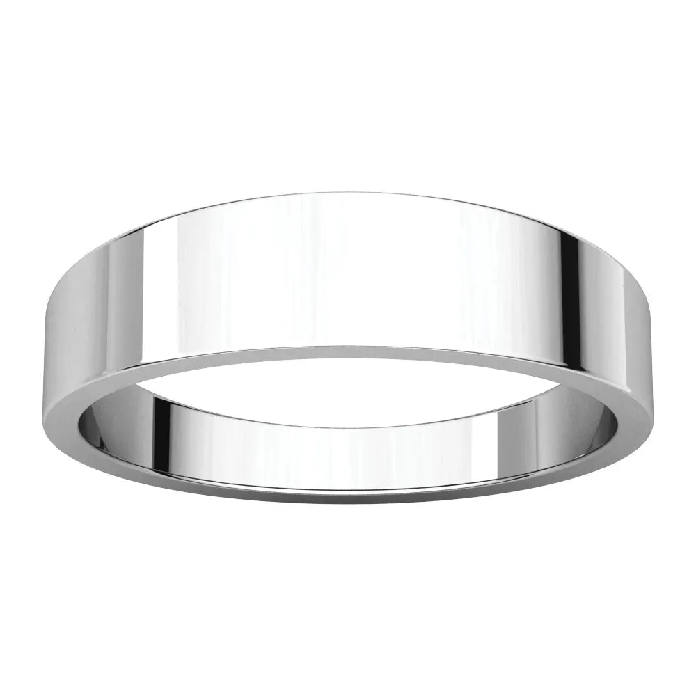 14k White Gold 5mm Flat Tapered Band, Size 6