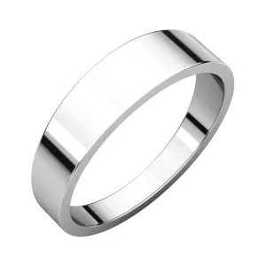 14k White Gold 5mm Flat Tapered Band, Size 6