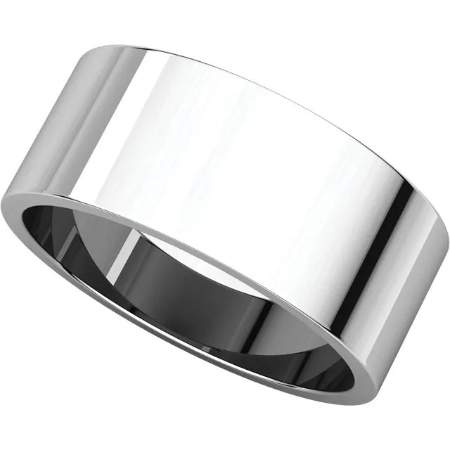 14k White Gold 8mm Flat Band, Size 7