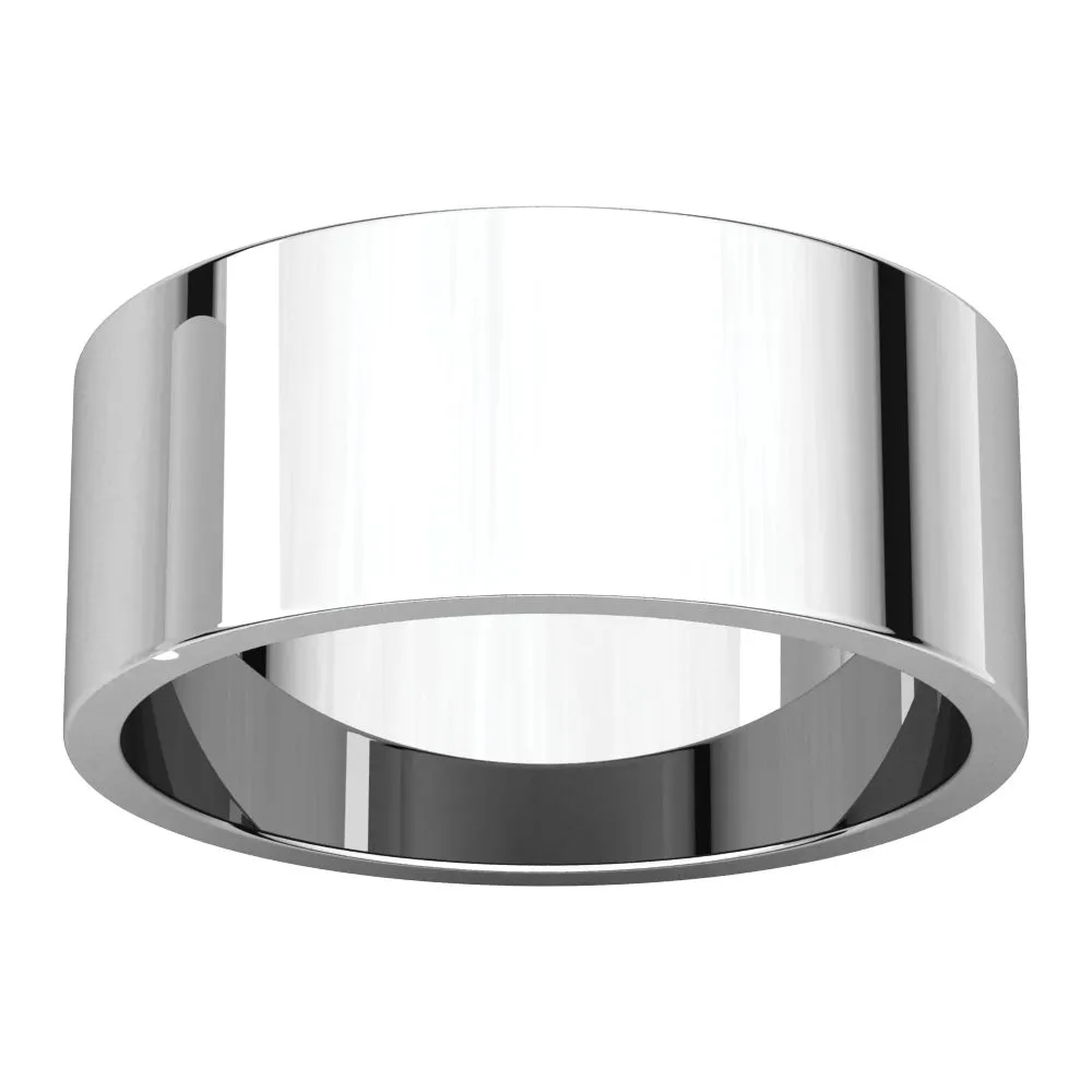 14k White Gold 8mm Flat Band, Size 7