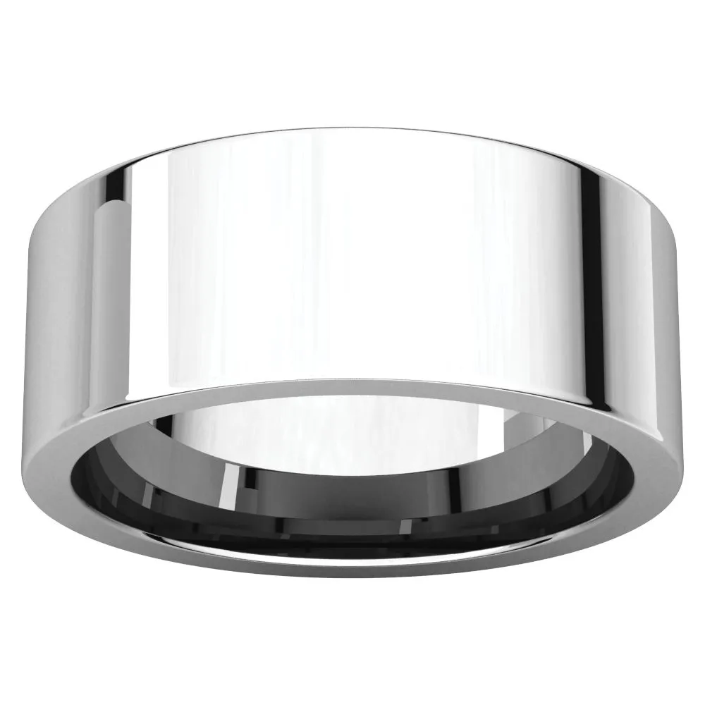 14k White Gold 8mm Flat Comfort Fit Band, Size 13