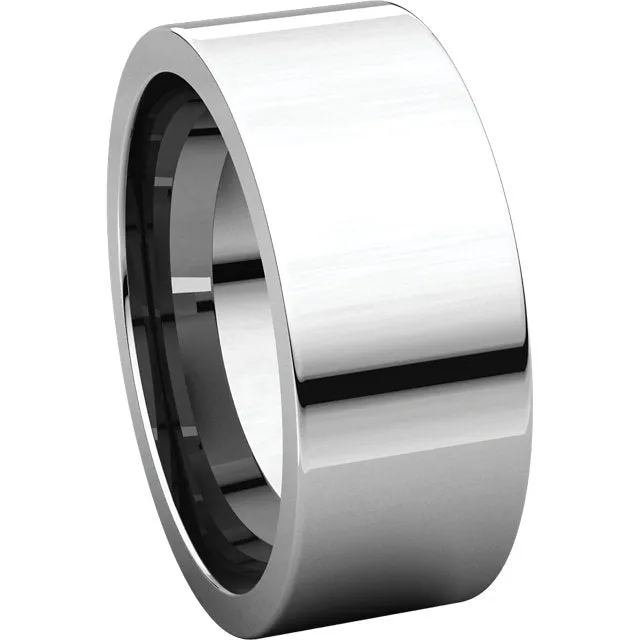 14k White Gold 8mm Flat Comfort Fit Band, Size 13