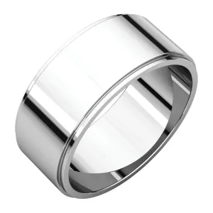 14k White Gold 8mm Flat Edge Band, Size 10.5