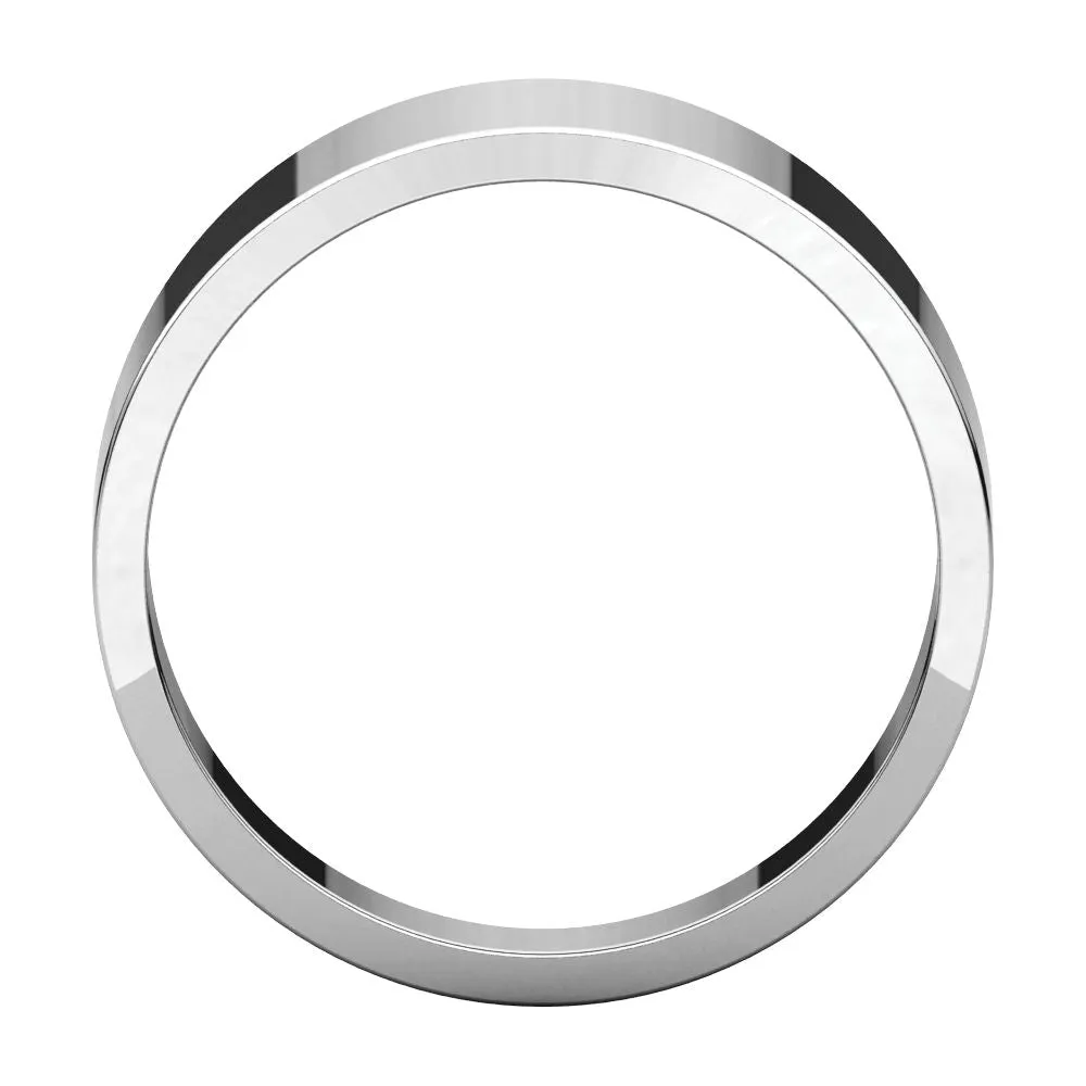 14k White Gold 8mm Flat Tapered Band, Size 6.5