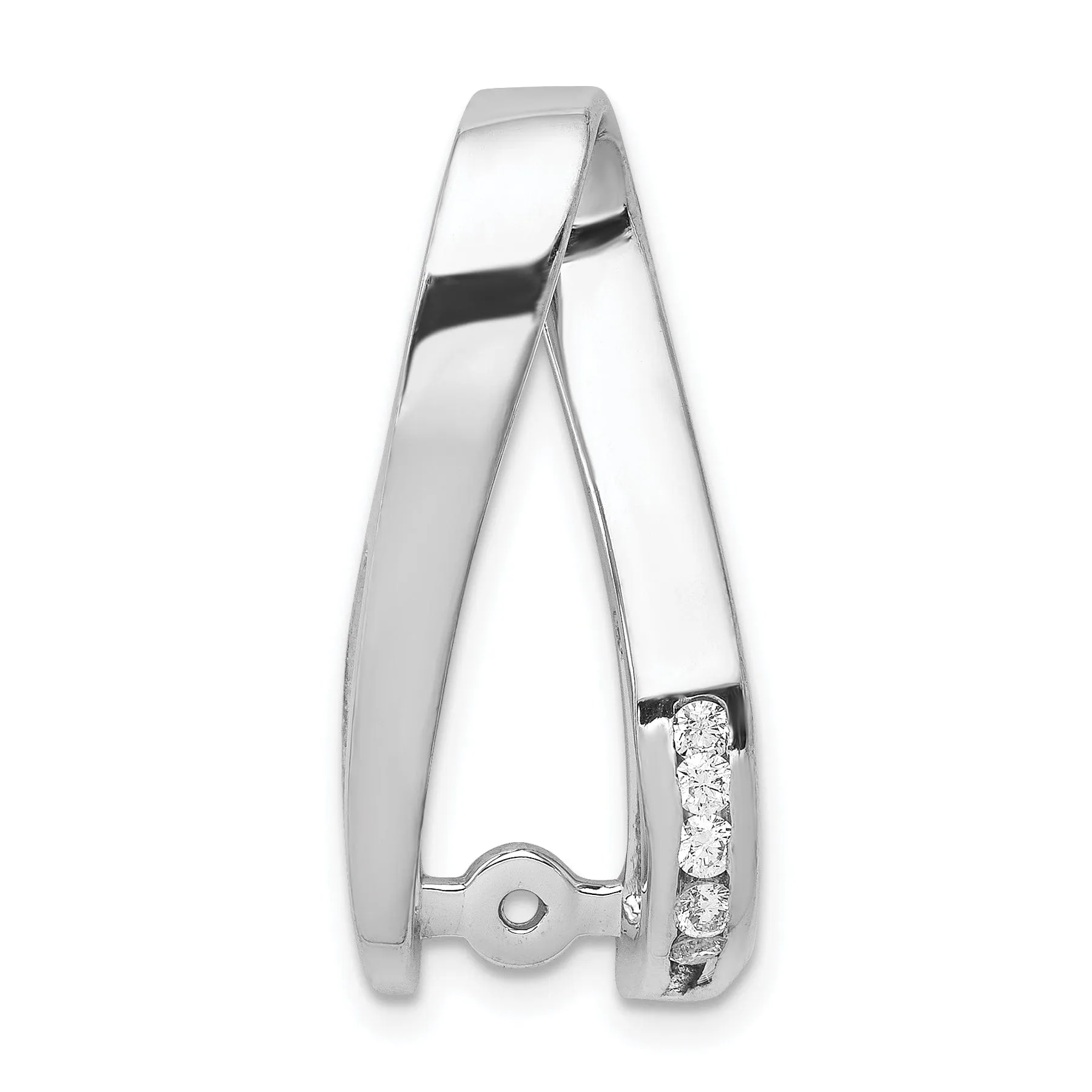 14k White Gold Peg Set Slide Pendant
