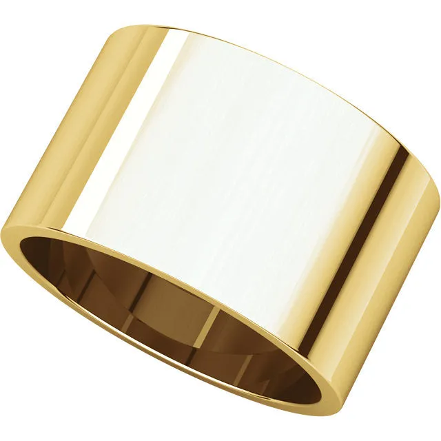 14k Yellow Gold 12mm Flat Band, Size 5.5