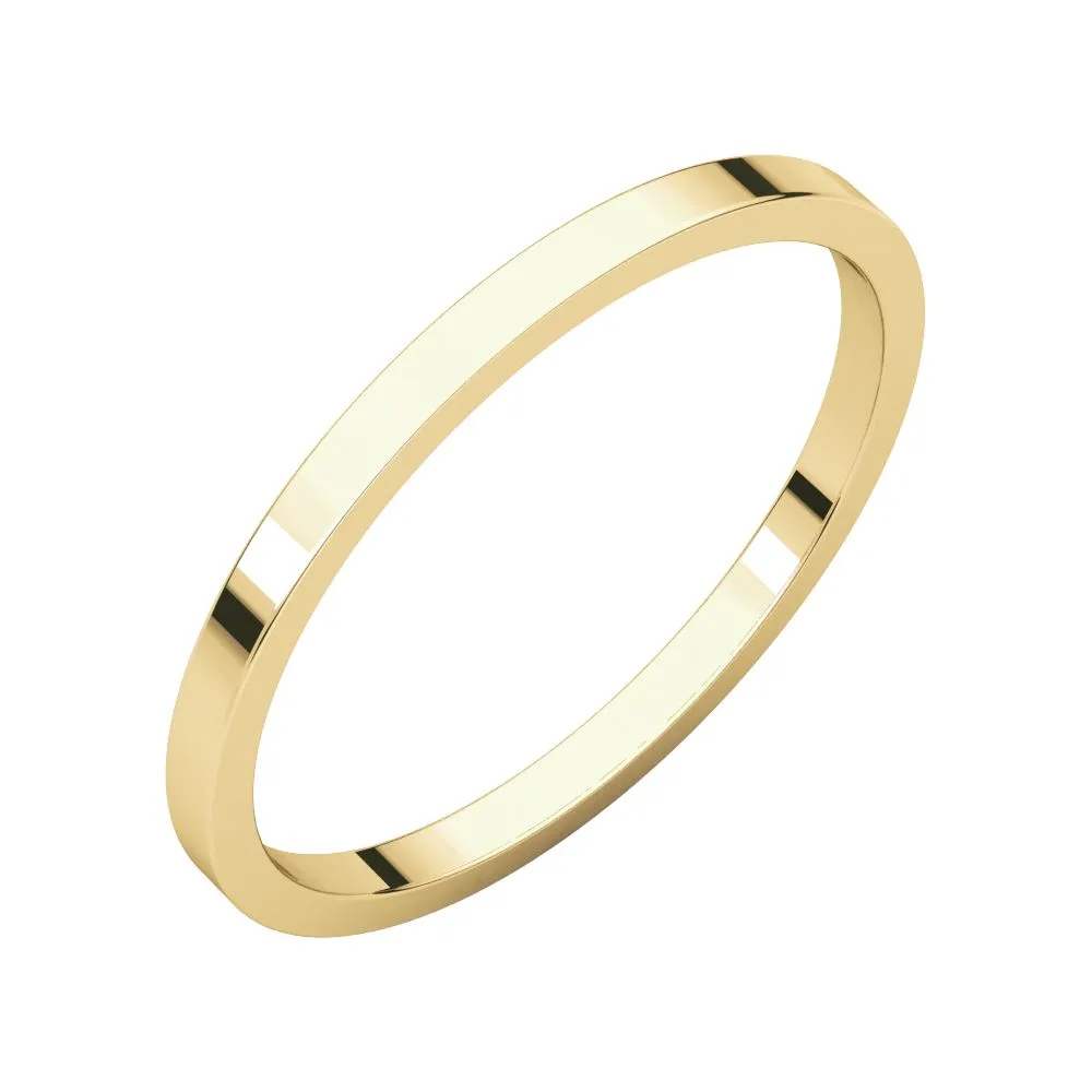 14k Yellow Gold 1.5mm Flat Band, Size 7.5
