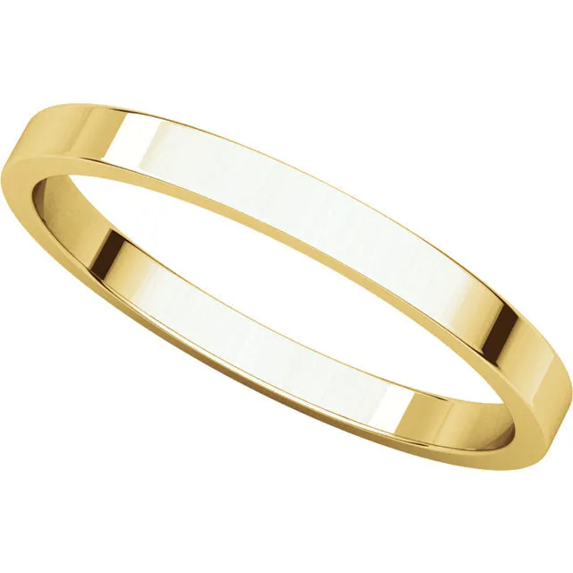 14k Yellow Gold 2mm Flat Band, Size 13.5