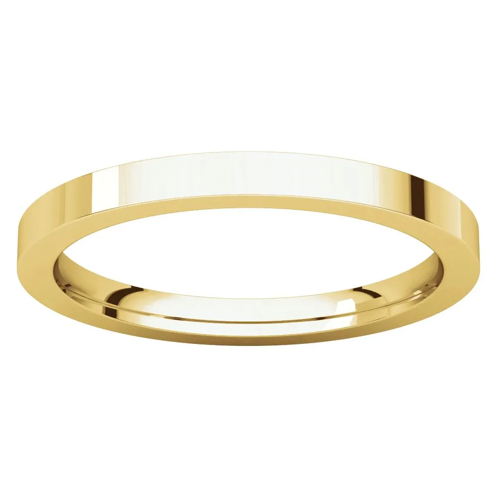 14k Yellow Gold 2mm Flat Comfort Fit Band, Size 8