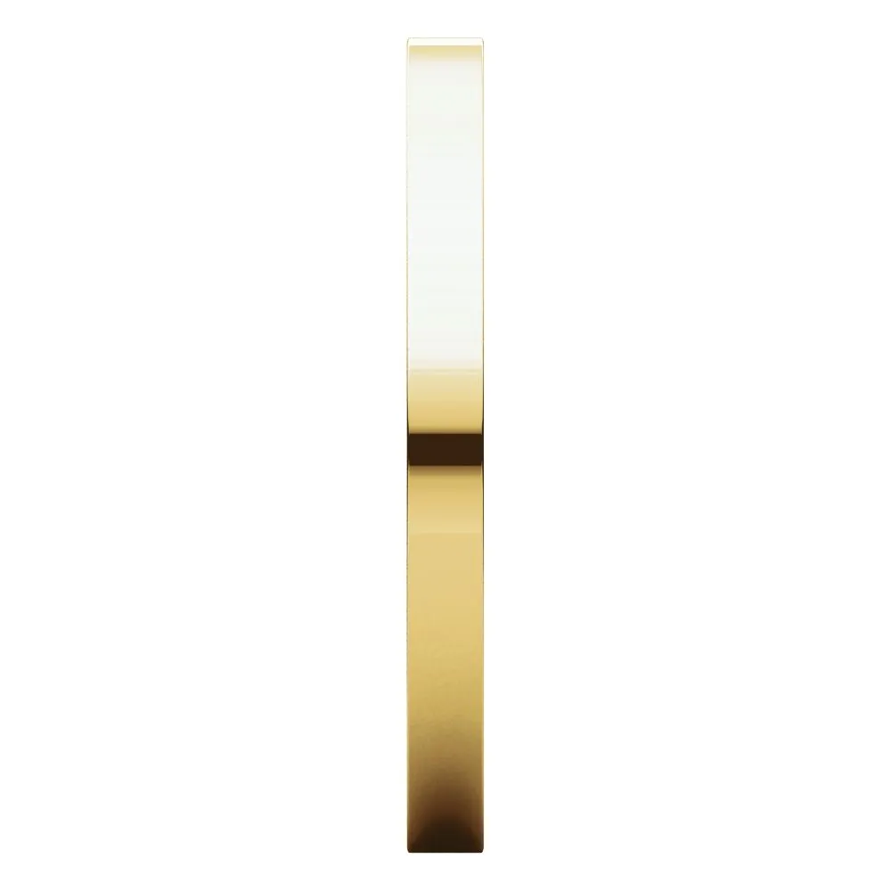 14k Yellow Gold 2mm Flat Comfort Fit Band, Size 8