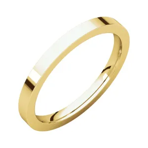 14k Yellow Gold 2mm Flat Comfort Fit Band, Size 8