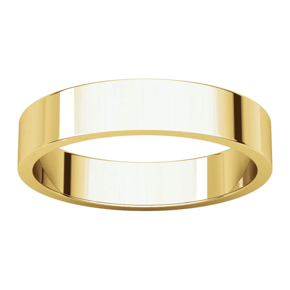 14k Yellow Gold 4mm Flat Band, Size 10.5