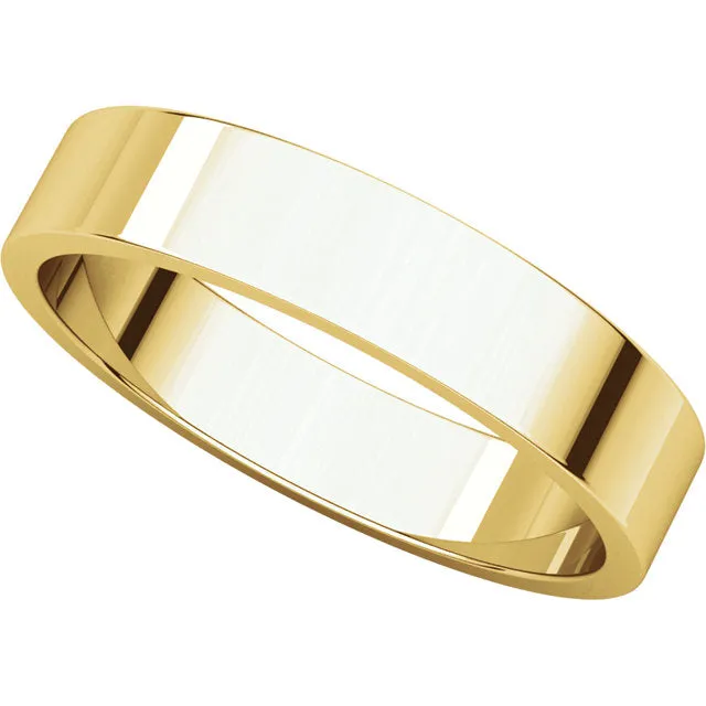 14k Yellow Gold 4mm Flat Band, Size 10.5