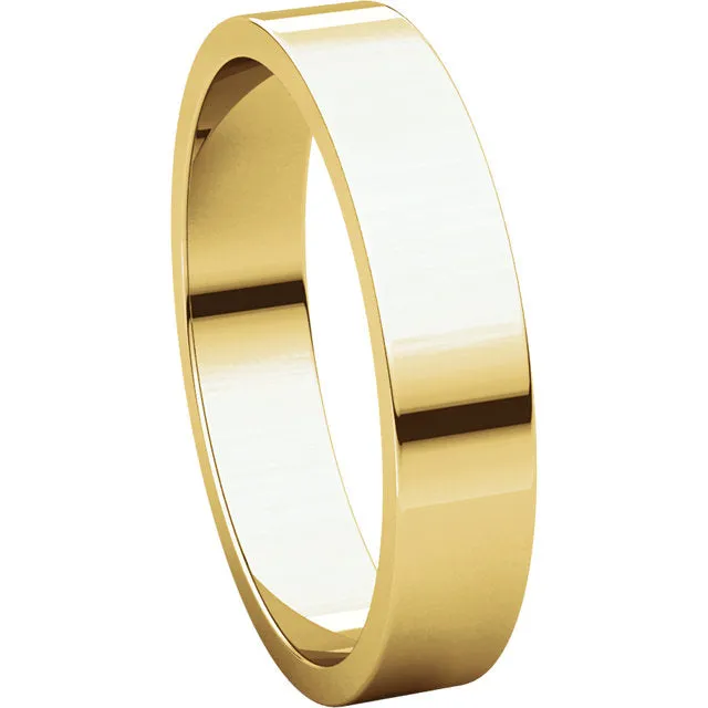 14k Yellow Gold 4mm Flat Band, Size 10.5