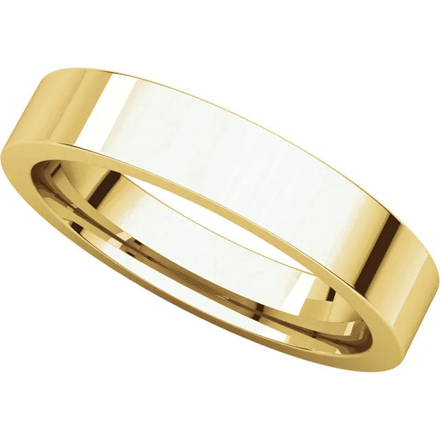 14k Yellow Gold 4mm Flat Comfort Fit Band, Size 7