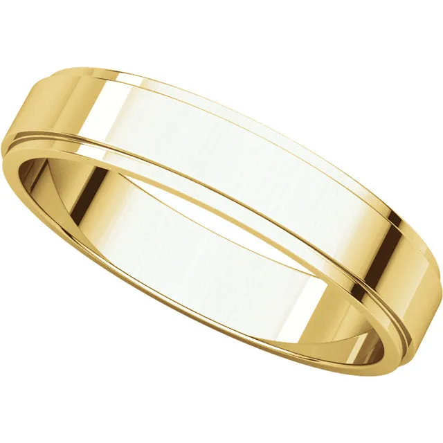 14k Yellow Gold 4mm Flat Edge Band, Size 7